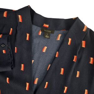 Halogen HA408379WN Women 3X Blue Geometric Shape Long Sleeve Button Front Blouse